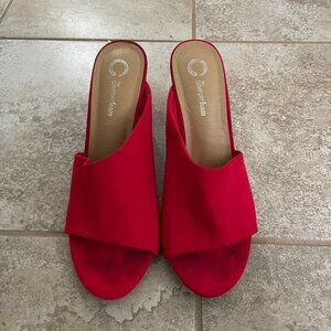 Red heel sandals